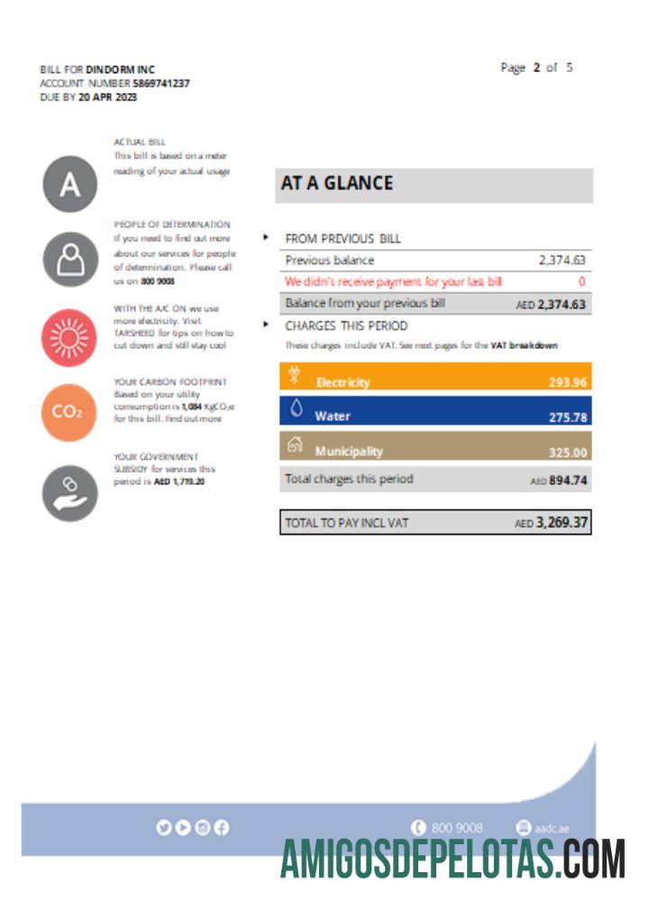 Projeto de lei de serviços públicos da empresa de distribuição de Al Ain, página 2, SCR exemplo